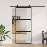 Sliding Door with Hardware Set Black 90x205 cm Tempered Glass 3375878