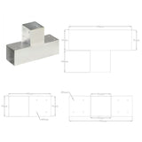 145472 Post Connectors 4 pcs T Shape Galvanised Metal 91x91 mm