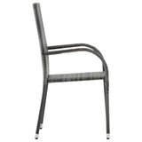 Dining Chair Set of 4 Grey PE rattan, powder-coated steel 310085
