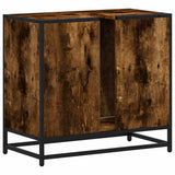 Bathroom Sink Cabinet Smoked Oak 65x33x60 cm Engineered Wood 849276