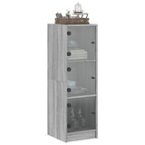 Highboard with Glass Doors Grey Sonoma 35x37x109 cm 836390