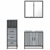 3 Piece Bathroom Furniture Set Grey Sonoma Engineered Wood 3301008