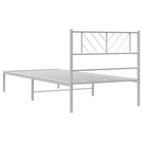 Metal Bed Frame without Mattress with Headboard White 100x200cm 372223