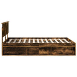 Bed Frame Smoked Oak 140 x 190 cm Solid Pine Wood 3410604