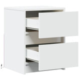 Bedside Cabinet with LED Lights White Engineered Wood 852033