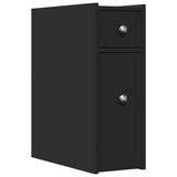 Narrow Bathroom Cupboard with Wheels Black Engineered Wood 855287