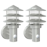Outdoor Wall Lights with Sensors 2pcs Silver Stainless Steel 4006231