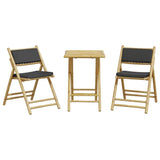 3 Piece Folding Bistro set with Dark Grey Cushions Bamboo 3208934