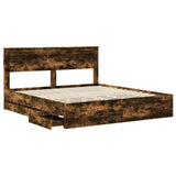 Bed Frame with Drawer Smoked Oak 180 x 200 cm Engineer Wood 3409831