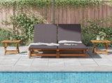 Sun Lounger Reclining with Cushion Dark Grey Solid Acacia Wood 3407700