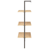 3-Tier Leaning Shelf Light Brown and Black 64x35x120,5 cm 336379