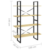 4-Tier Book Cabinet 100x30x140 cm Solid Pine Wood 806482