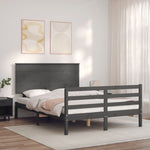 ZNTS Bed Frame without Mattress Grey 140x190 cm Solid Wood 3195203