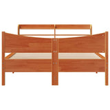 Bed Frame with Headboard Wax Brown 150x200 cm King Size Solid Wood Pine 3307043