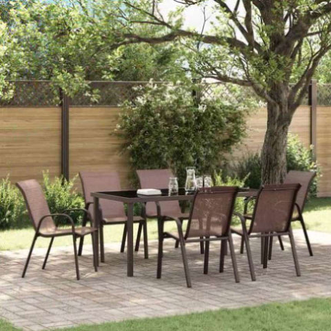 Stackable Garden Chairs 6 pcs Brown Textilene Fabric 318785