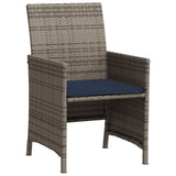 3 Piece Bistro Set with Cushions Grey Poly Rattan 365123