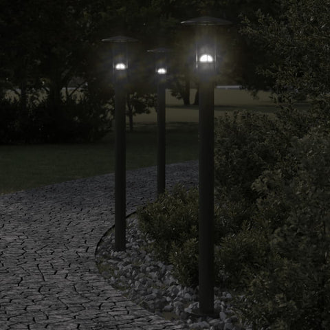 ZNTS Outdoor Floor Lamps 3pcs Black 100 cm Stainless Steel 4006356