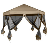 Hexagonal Pop-Up Marquee with Sidewalls 3.6x3.1 m Taupe 220g/m 362013