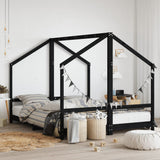Kids Bed Frame Black 2x cm Solid Wood Pine 3200588