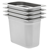 Gastronorm Containers 4 pcs GN 1/4 200 mm Stainless Steel 50904