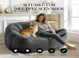 2 Seater Plush Bean Bag Sofa, Gray Shiny Silver Speck Oversized Lazy Couch, High Density Sponge T5592P539594