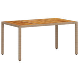Garden Table Beige 150x90x75 cm Poly Rattan Acacia Wood 368127