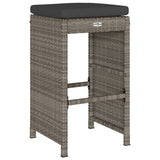 Garden Bar Stools with Cushions 6 pcs Grey Poly Rattan 368693