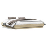 Bed Frame with LED without Mattress Sonoma Oak 180x200 cm Super King 3209774