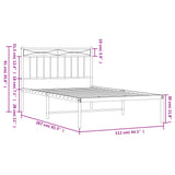 Metal Bed Frame without Mattress with Headboard White 107x203cm 373736