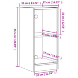 Side Cabinet with Glass Doors Smoked Oak 35x37x75.5 cm 836403