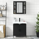 2 Piece Bathroom Furniture Set Black Engineered Wood 3214720
