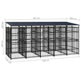 Outdoor Dog Kennel with Roof Steel 9.22 m 3097950