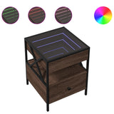 Bedside Table with Infinity LED Brown Oak 40x40x51 cm 3284105