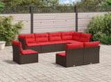 8 Piece Garden Sofa Set with Cushions Brown Poly Rattan 3217764