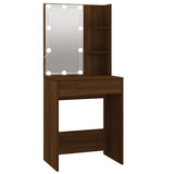 LED Dressing Table with Cabinet Brown Oak Engineered Wood 3120187