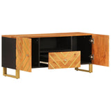 TV Cabinet Brown and Black 105x33.5x46 cm Solid Wood Mango 356797