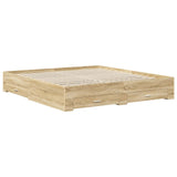 Bed Frame with Drawer Sonoma Oak 200 x 200 cm Engineered Wood 3408224