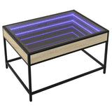 ZNTS Coffee Table with Infinity LED Sonoma Oak 70x50x41 cm 847683