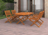 Dining Set Natural Wood Solid Acacia Wood 5 Piece Set Foldable 3086996