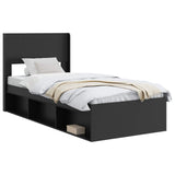 Bed Frame with Storage and Headboard Black 75 x 190 cm 3414268