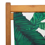 Folding Beach Chair Leaf Pattern Solid Wood Eucalyptus and Fabric 366566