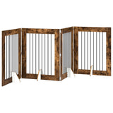 Foldable Dog Gate with Stands 4 pcs Smoked Oak 321 cm 892045