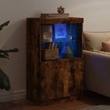 Sideboard with LED Lights Smoked Oak 60.5x37x100 cm 836669