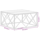 Coffee Table Silver Stainless Steel and Solid Acacia Wood 349983