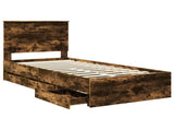 Bed Frame with Drawer Smoked Oak 90 x 190 cm Engineer Wood 3409500