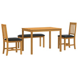 Dining Set 4 pcs Black Solid Oak Wood 3430295