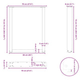 Dining Table Legs U-Shaped 3 pcs White 70x cm Steel 4013201