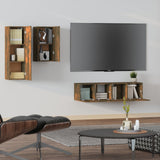 4 Piece TV Cabinet Set Smoked Oak Engineered Wood 3120314