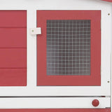 170845 Outdoor Large Rabbit Hutch Red and White 201x45x85 cm Wood