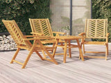 Reclining Garden Chair Set of 3 Natural wood Solid acacia wood 362232